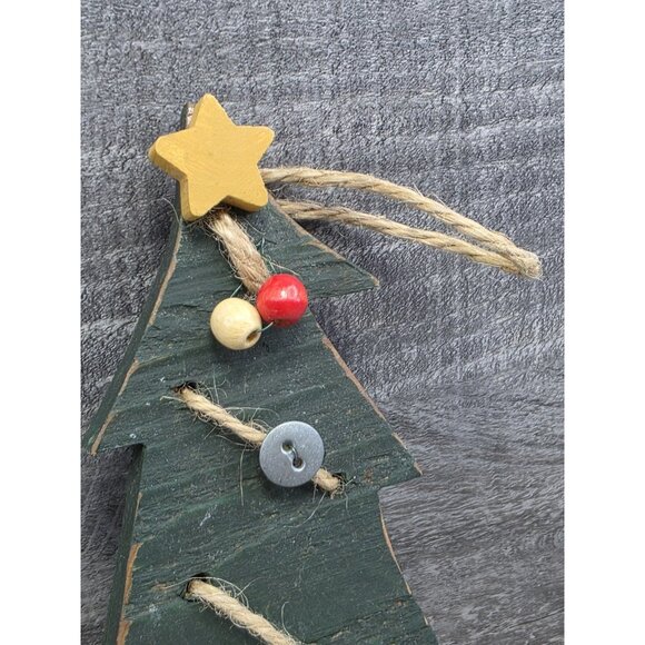 Vtg Wood Handpainted Rustic Christmas Tree Ornament Farmhouse Country 301b - Picture 4 of 7